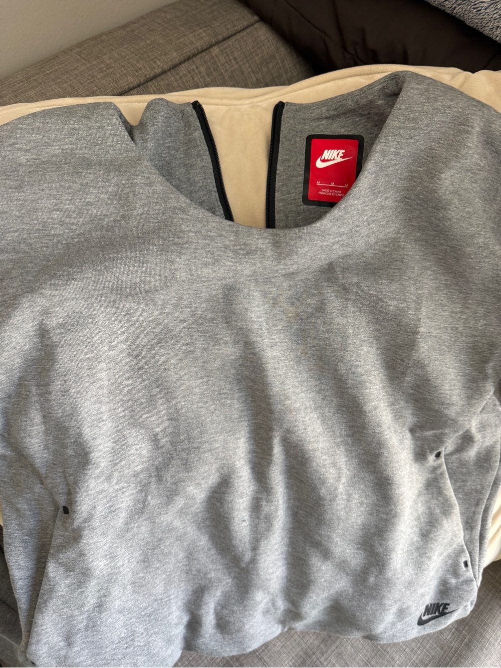 Nike Light Gray Crewneck Sweatshirt with Red Tag
